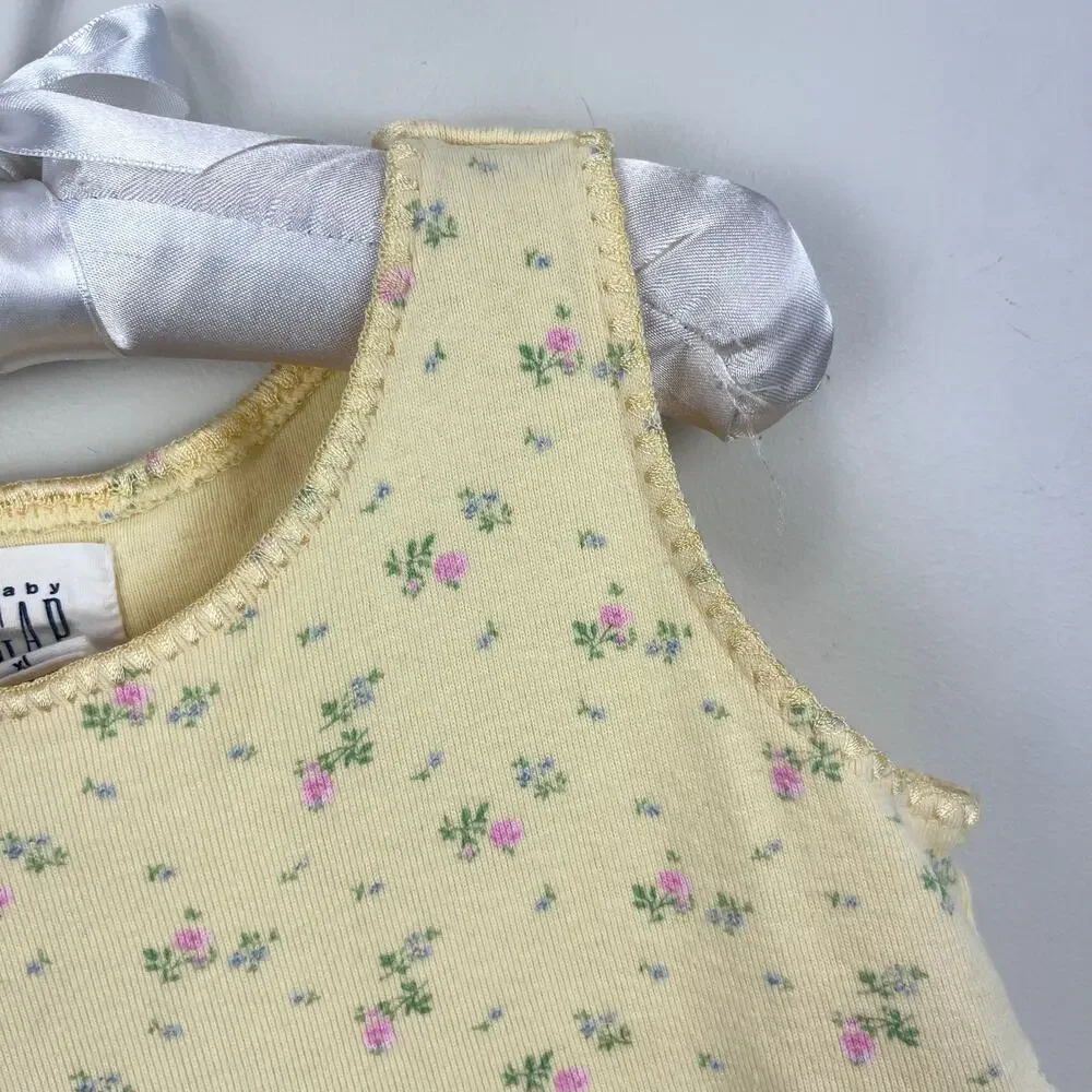 Vintage Gap Yellow Floral Overalls XL 18-24 Months
